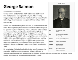 George Salmon George Salmon