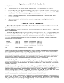 Regulations for the FIDE World Chess Cup 2015 1