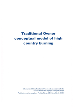 Conceptual Model of High Country Burning