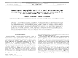 Arginase Specific Activity and Nitrogenous Excretion of Penaeus Japonicus Exposed to Elevated Ambient Ammonia