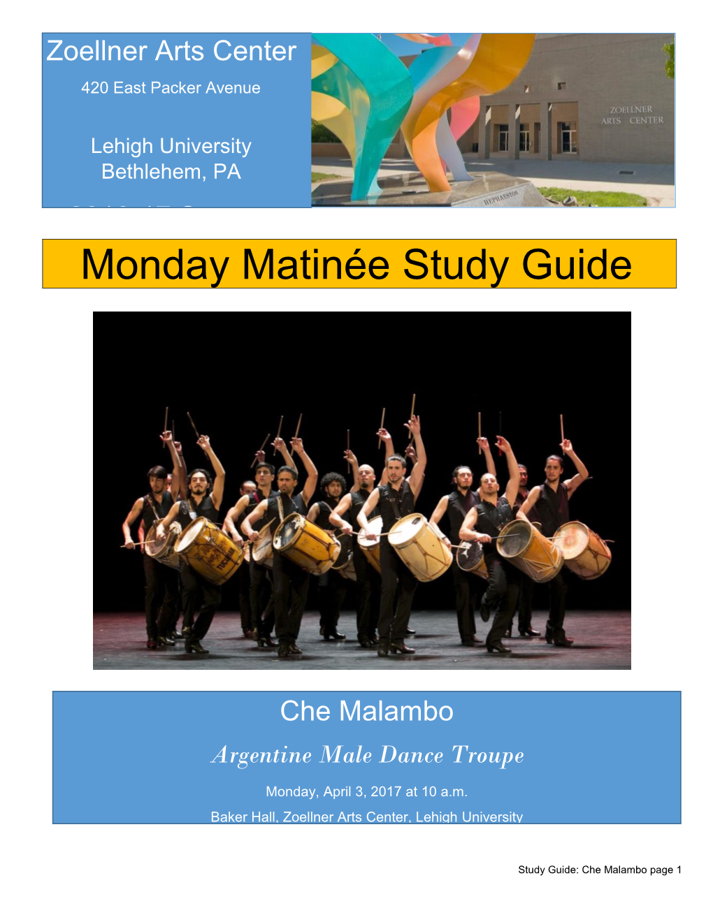 Monday Matinée Study Guide