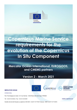 Cmems Requirements for the Evolution of the Copernicus in Situ Component