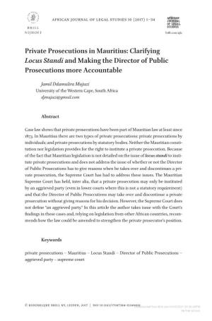 Private Prosecutions in Mauritius: Clarifying Locus Standi and Making the Director of Public Prosecutions More Accountable