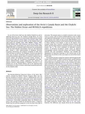 Observations and Exploration of the Arctic's Canada Basin and The
