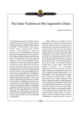 The Sabar Tradition in Shri Jagannath Culture