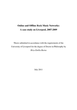 Online and Offline Rock Music Networks: a Case Study on Liverpool, 2007-2009