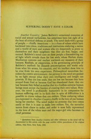 SUFFERING DOESN't HAVE a COLOR Another Country,1 James Baldwin's Sensational Evocation of Racial and Sexual Turbulence, Has Some