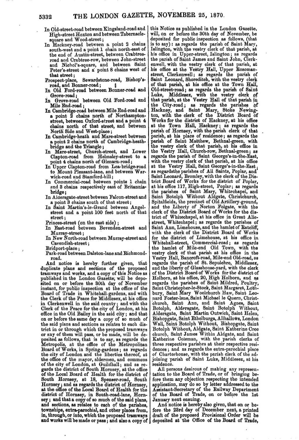 5332 the London Gazette, November 25, 1870