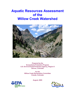 Aquatic Resources Assessment of the Willow Creek Watershed