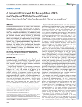 A Theoretical Framework for the Regulation of Shh Morphogen-Controlled Gene Expression Michael Cohen1, Karen M