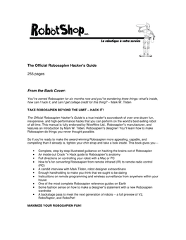 The Official Robosapien Hacker's Guide 255 Pages