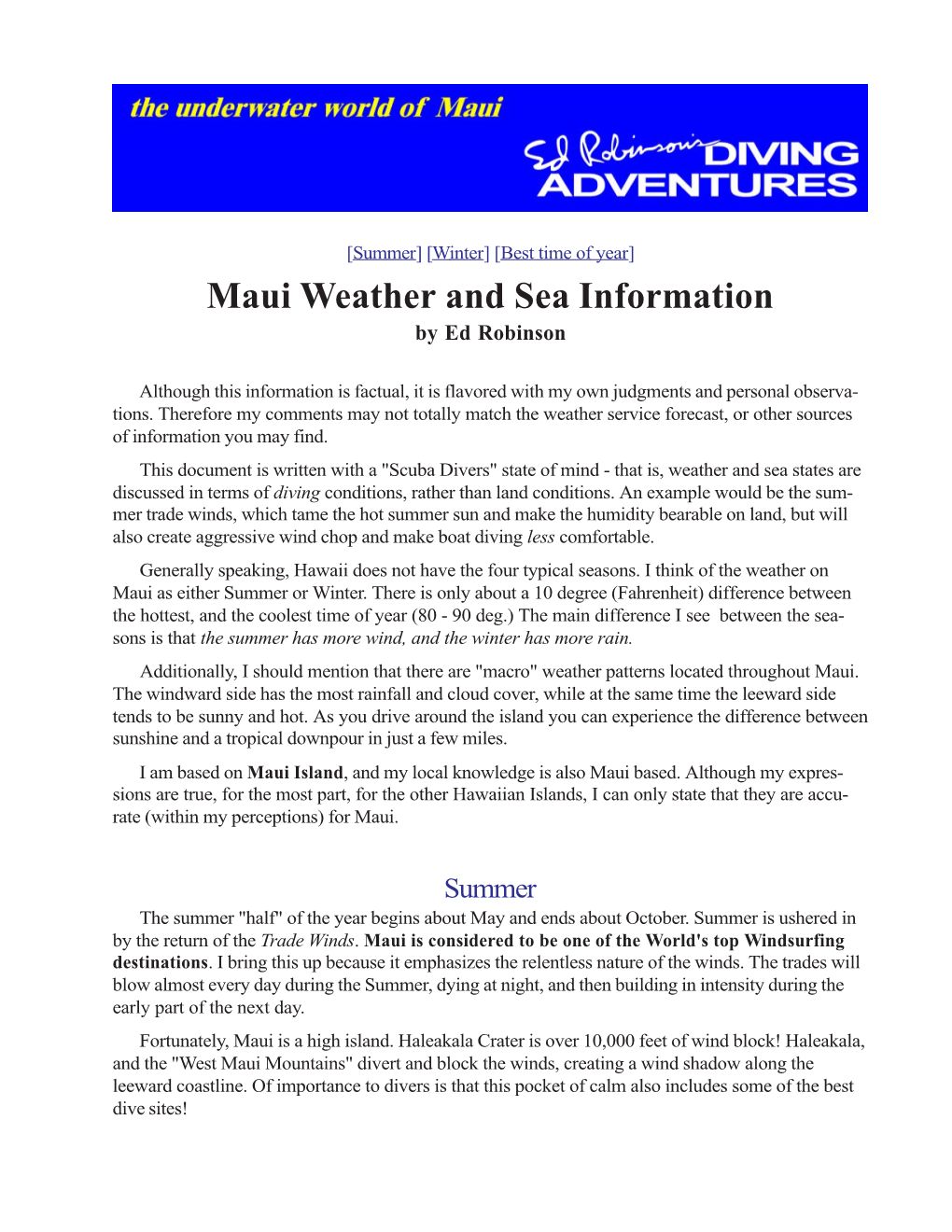 Weather and Sea Information by Ed Robinson