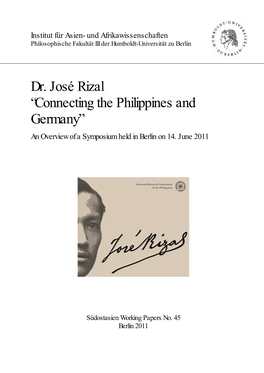 Dr. José Rizal “Connecting the Philippines and Germany”