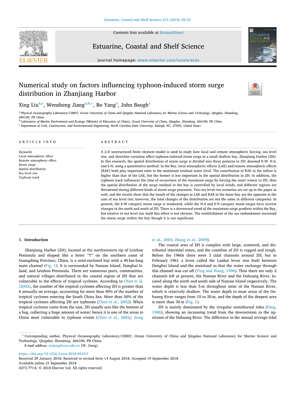 Numerical Study on Factors Influencing Typhoon-Induced Storm Surge