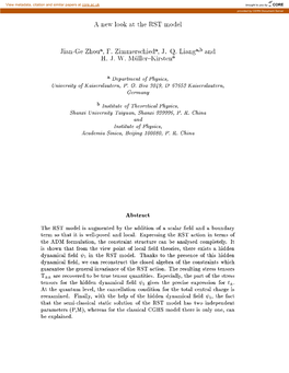 A New Look at the RST Model Jian-Ge Zhoua, F. Zimmerschieda, J