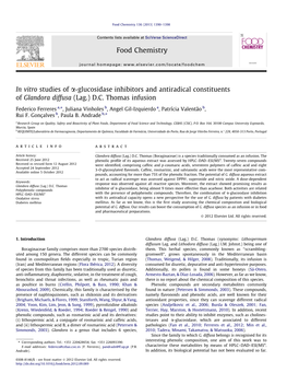 In Vitro Studies of Α-Glucosidase Inhibitors and Antiradical