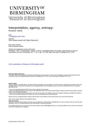 University of Birmingham Interpretation, Agency