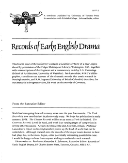Records Ofear[V~ English Drama