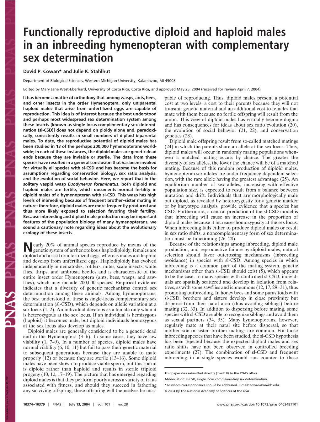 Functionally Reproductive Diploid And Haploid Males In An Inbreeding Hymenopteran With 8195