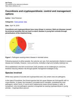 Coccidiosis and Cryptosporidiosis: Control and Management Options