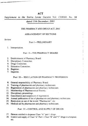The Pharmacy and Drugs Act, 2001