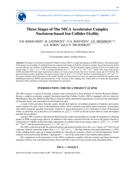 Three Stages of the NICA Accelerator Complex Nuclotron-Based Ion Collider Facility