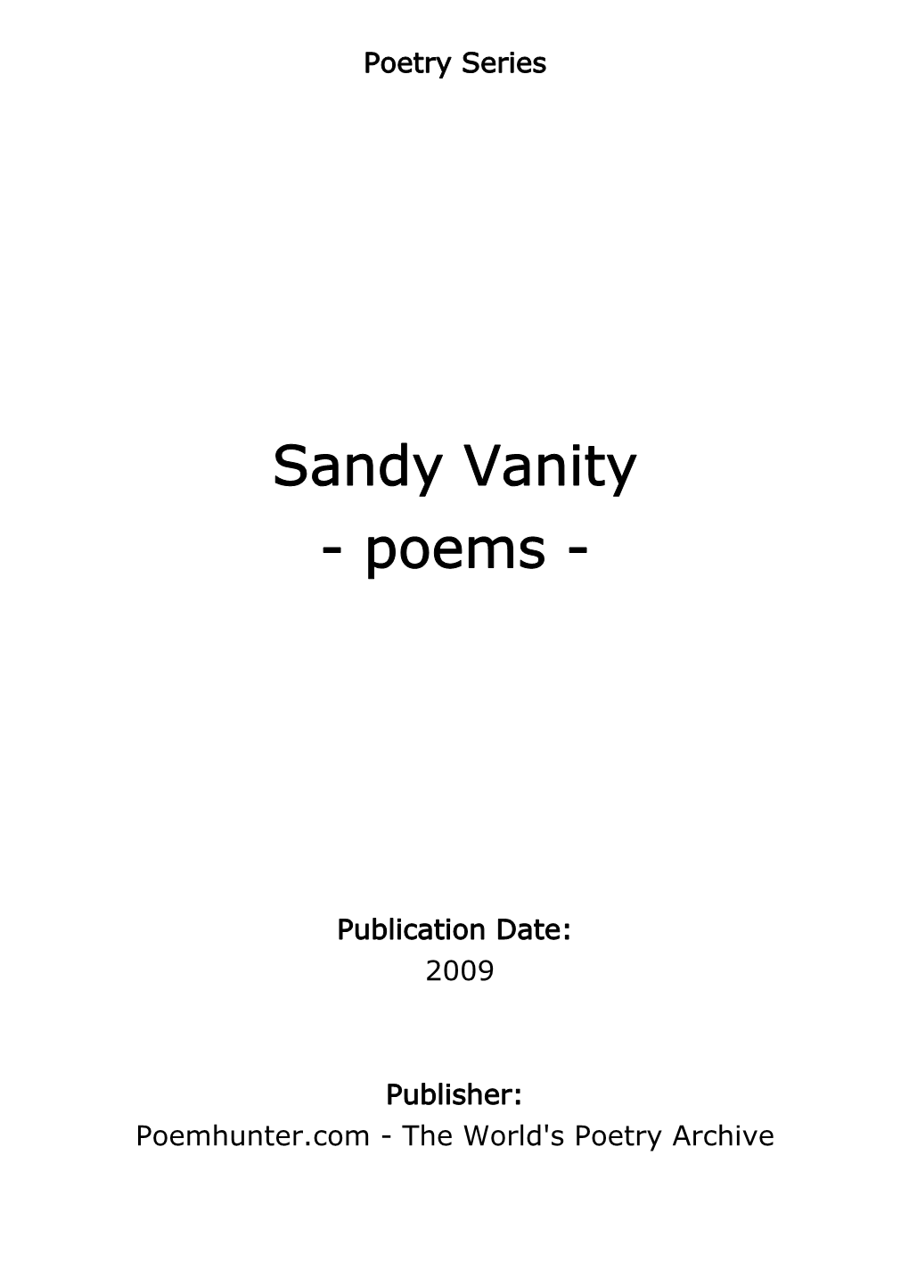 Sandy Vanity - Poems