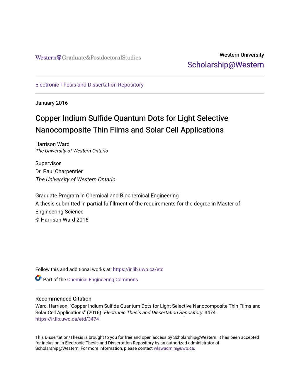 Copper Indium Sulfide Quantum Dots for Light Selective Nanocomposite Thin Films and Solar Cell Applications