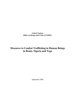 Measures to Combat Trafficking in Human Beings in Benin, Nigeria and Togo