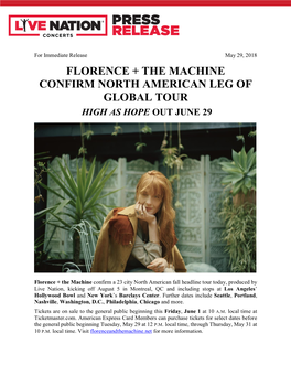 Florence + the Machine Confirm North American Leg of Global Tour High As Hope out June 29