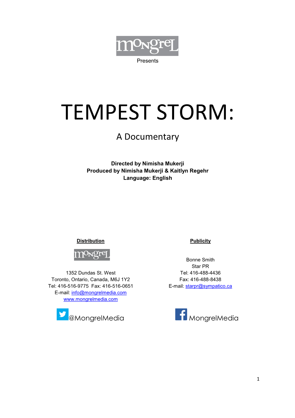 TEMPEST STORM: a Documentary