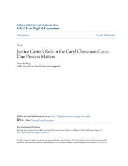 Justice Carter's Role in the Caryl Chessman Cases: Due Process
