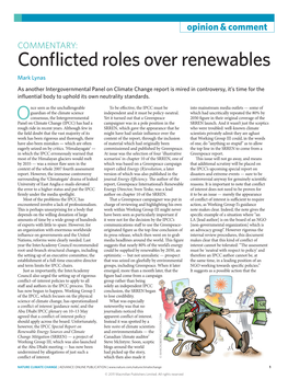 Conflicted Roles Over Renewables