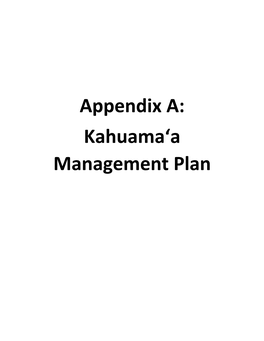 Appendix A: Kahuama‘A Management Plan KAHUAMA‘A SEABIRD PRESERVE