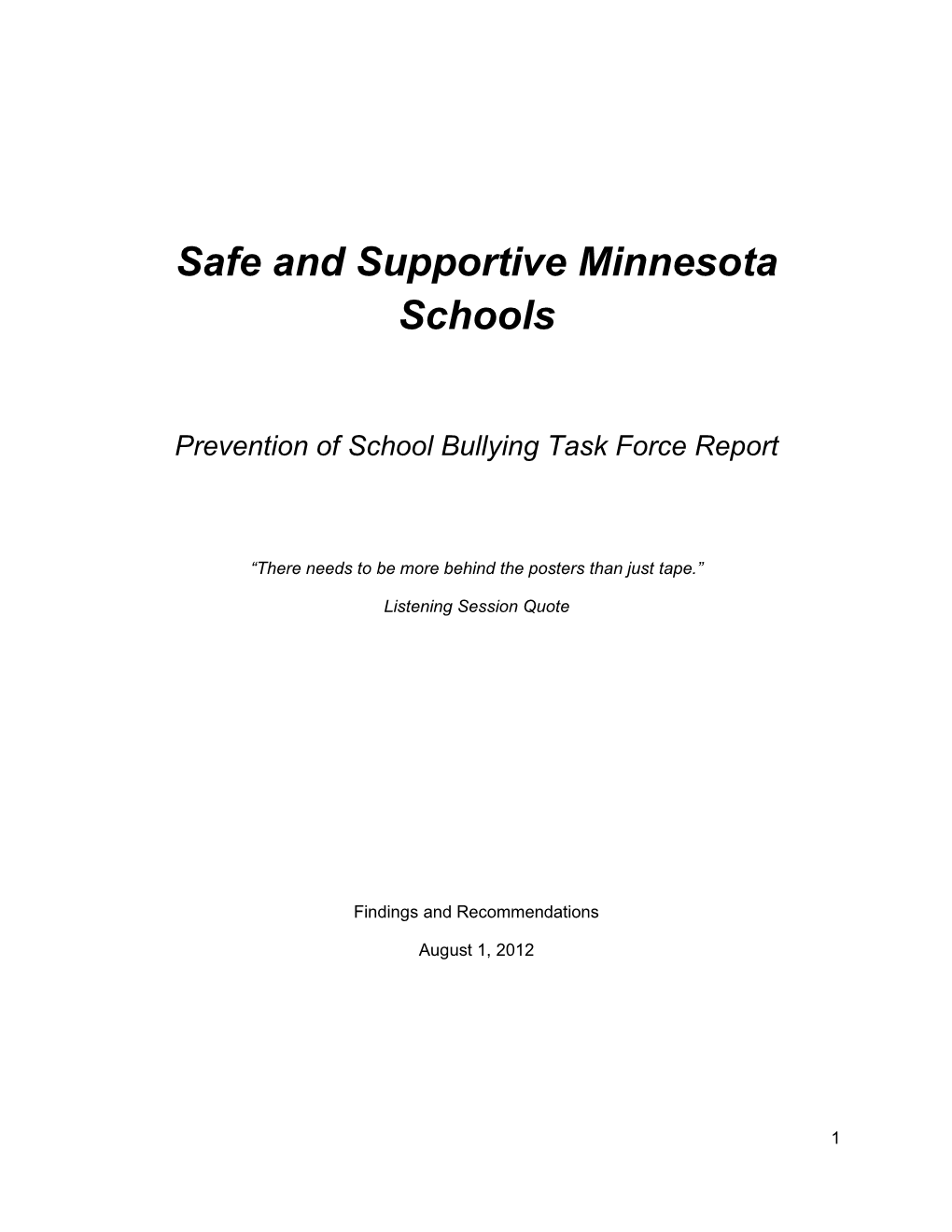 Prevention of Bullying Task Force Final Report