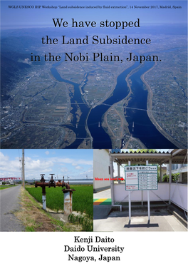 We Have Stopped the Land Subsidence in the Nobi Plain, Japan