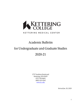 Academic Bulletin for Undergraduate and Graduate Studies 2020-21