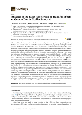 Influence of the Laser Wavelength on Harmful Effects on Granite Due to Biofilm Removal