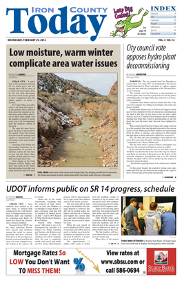 Low Moisture, Warm Winter Complicate Area Water Issues