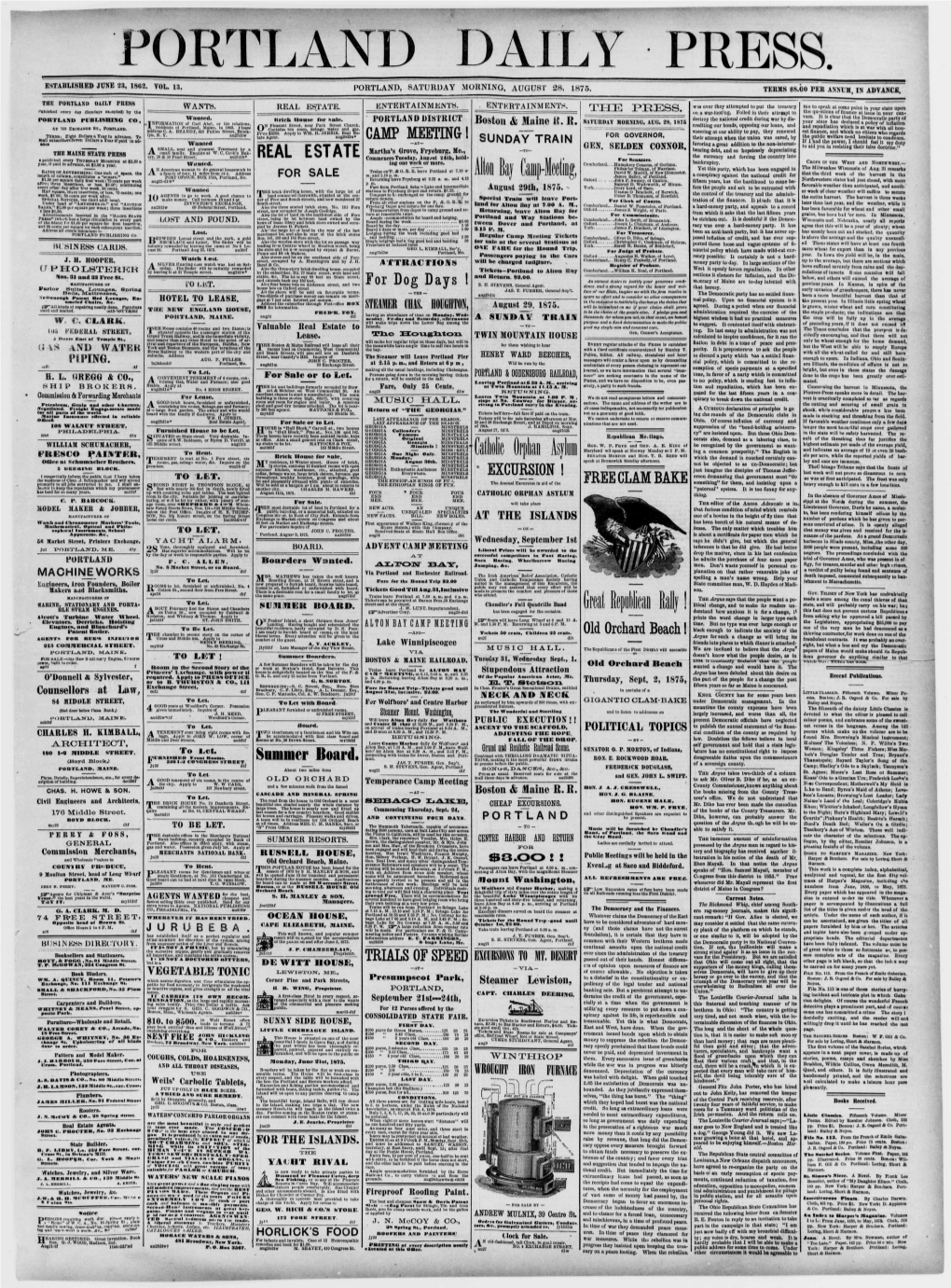 Portland Daily Press: August 28, 1875