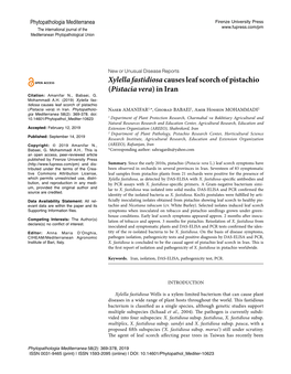 Xylella Fastidiosacauses Leaf Scorch of Pistachio