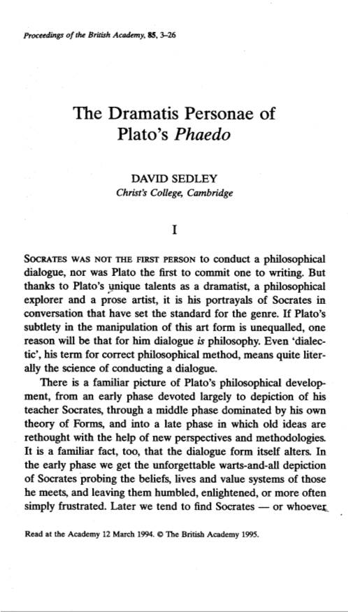 The Dramatis Personae of Plato's Phaedo