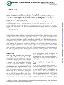 Axial Elongation in Fishes: Using Morphological Approaches to Elucidate Developmental Mechanisms in Studying Body Shape Andrea B