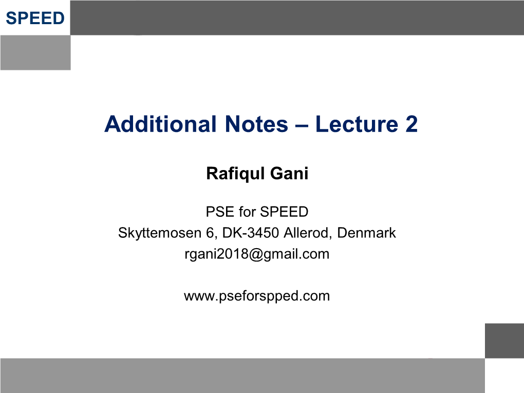 Additional Notes – Lecture 1