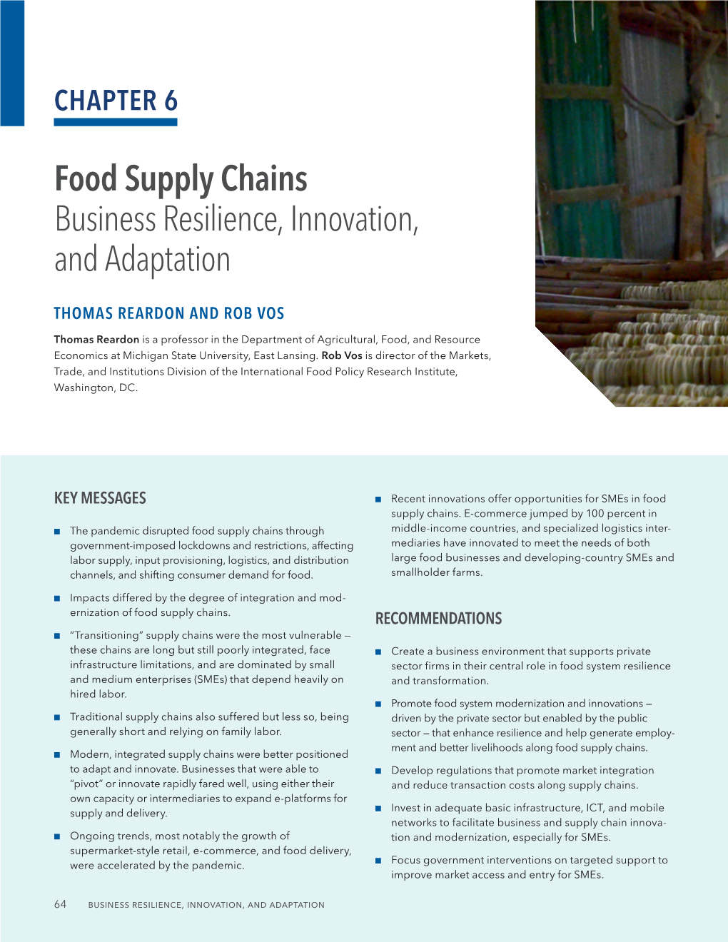 Food Supply Chains Business Resilience, Innovation, and Adaptation