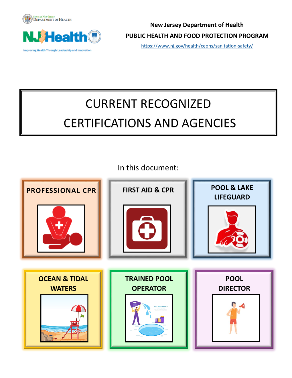 List of Current Recognized Certifications and Agencies