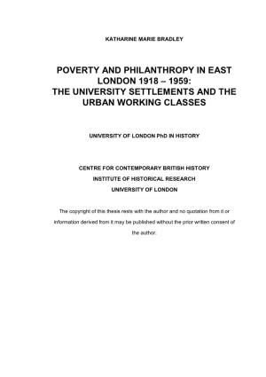 Poverty and Philanthropy in the East