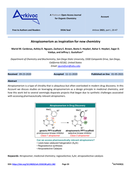 Atropisomerism As Inspiration for New Chemistry