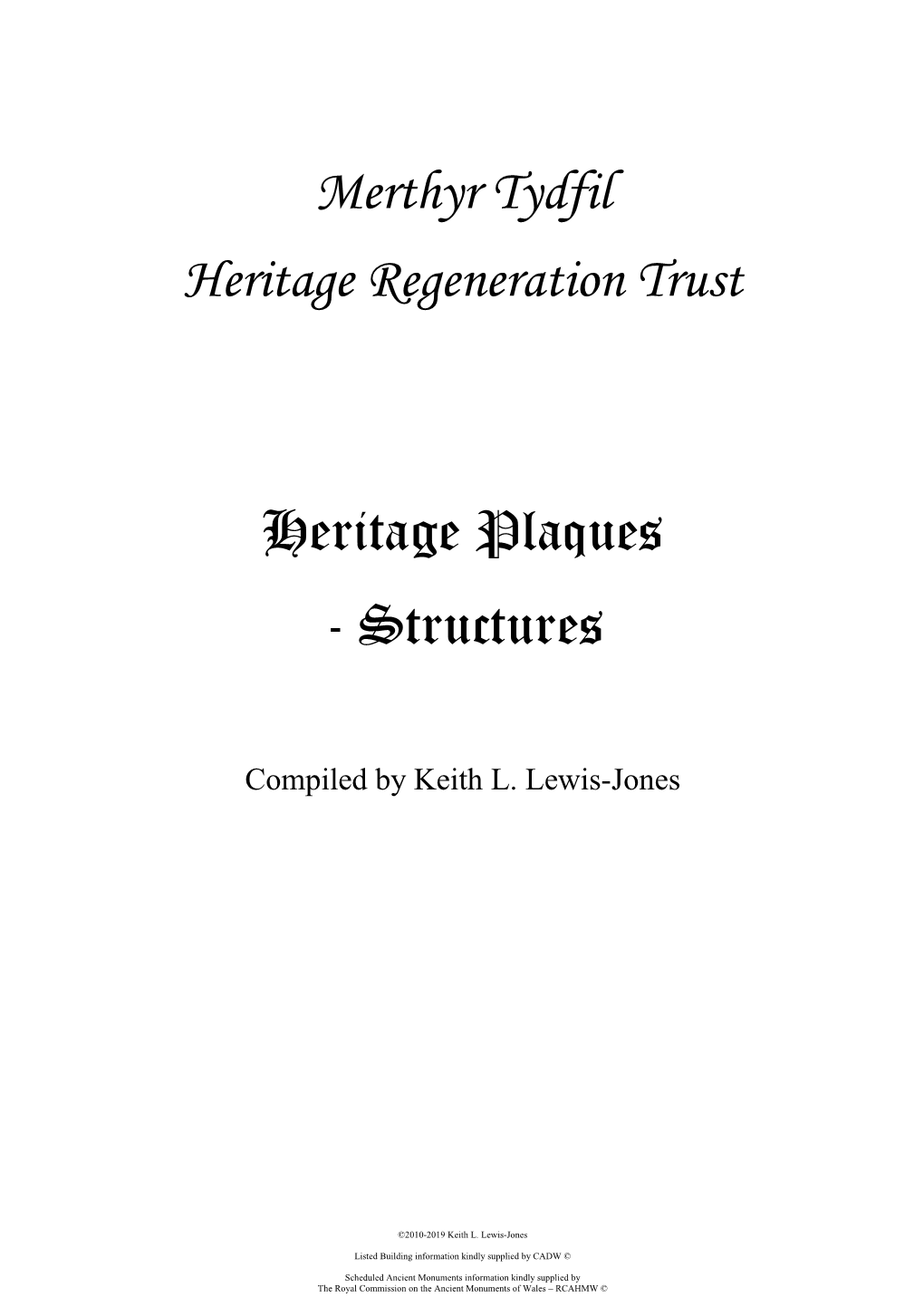 Merthyr Tydfil Heritage Regeneration Trust Heritage Plaques