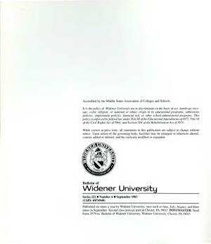 Widener University Not to Discriminate on the Basis of Sex